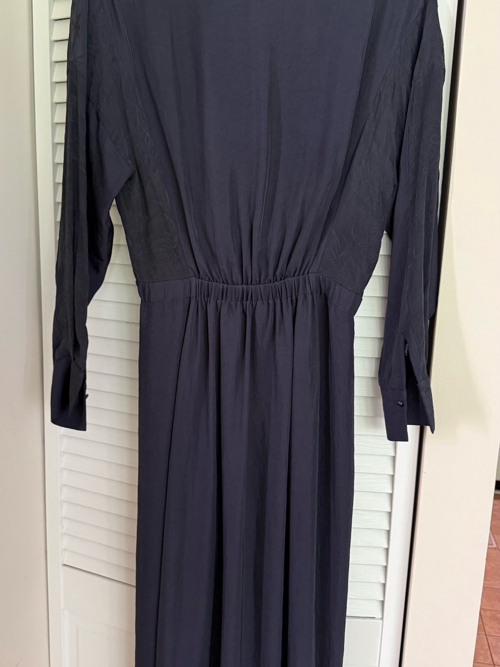 Vince Asymmetrical Long Sleeve Dress in Dark Navy